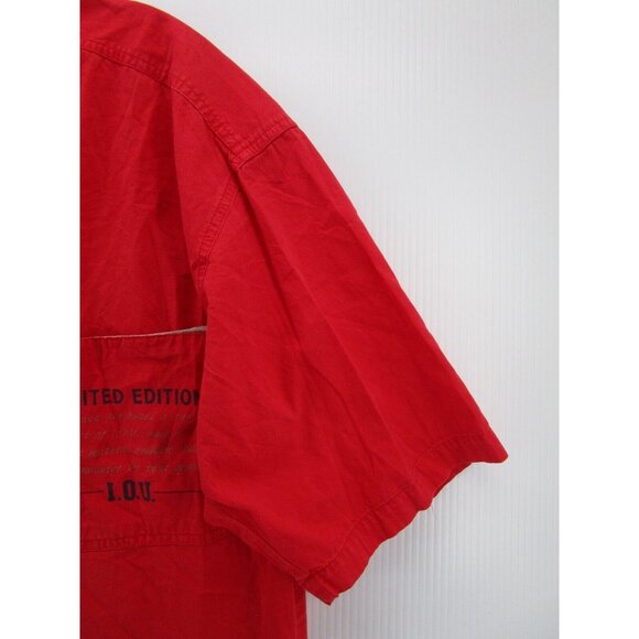 VINTAGE IOU Shirt Medium Button Down Pockets Camp Limited Edition Retro - Picture 3 of 10